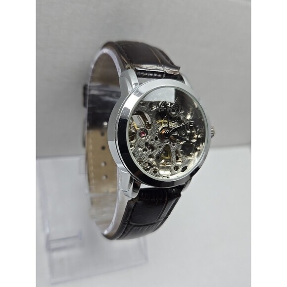 August Steiner AS8033SS Skeleton Automatic Self Winding Silver Tone Unisex Watch - Picture 3 of 11